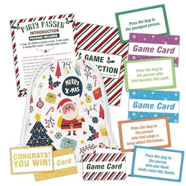 Imagem de Jogo de Passes de Natal - Jogo divertido de festa de Natal, 44 cartas com uma bolsa para amigos da família - Casa, escritório, sala de aula, atividades de festas de fim de ano para adultos - A01
