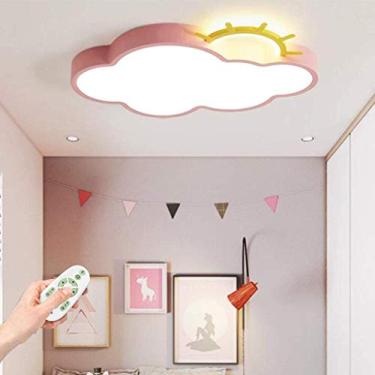 Imagem de Luminária de teto LED regulável com controle remoto Luz de teto fina de acrílico Nuvem Sol Luminária de parede para quarto infantil Iluminação de teto para quarto de menino e menina Sala de