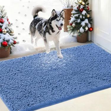 Imagem de IM HOME Capacho absorvente de chenille para ambientes externos 91,4 cm x 61 cm, tapetes laváveis e lamacentos para cães, capacho interno antiderrapante, tapete de cachorro para patas enlameadas