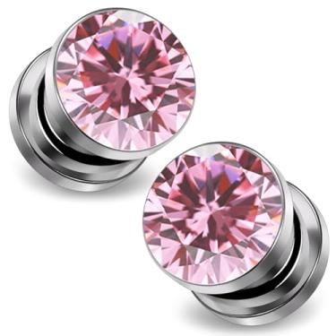 Imagem de Ocptiy 10G-00G Astm F136 Túneis de titânio para parafusos de orelha, ajustados, alargadores, alargadores, alargador, piercing de joias para mulheres e homens, prata, ouro, 1 par, 00 Gauge = 10mm = 3/8