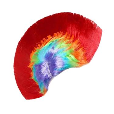 Imagem de simhoa Peruca punk de rua dos anos 80, peruca feminina e masculina de Halloween para cosplay, festa temática de Halloween, Vermelho