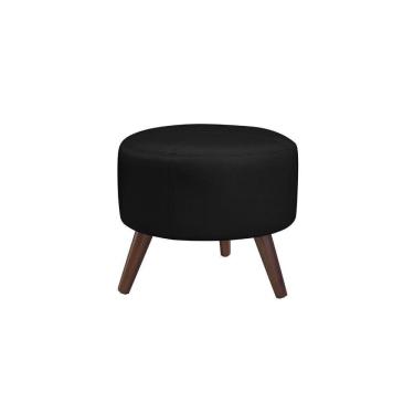 Imagem de Puff Decorativo Redondo Pés Palito Couro Preto - Gran Belo