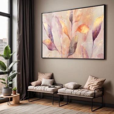 Imagem de Quadro com Moldura e Acrilico Cristal Vidro Sala Quarto Folhas Arte Fl