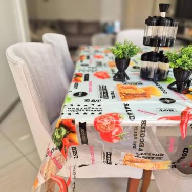 Imagem de Toalha de Mesa 4,00x1,40 Plástica Transparente com Estampa Impermeável