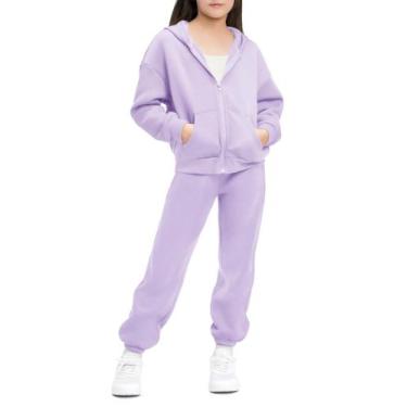 Imagem de Moletom feminino Stelle de 2 peças com capuz lavanda com zíper L