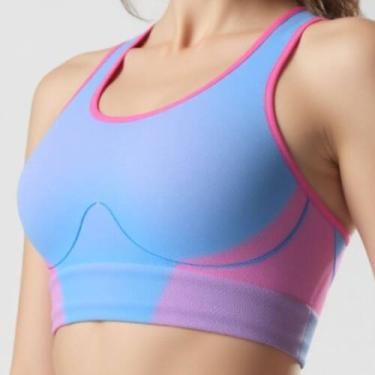 Imagem de Top Selene Sem Costura Poliamida Macia Sem Bojo Reforçado Nadador Alta