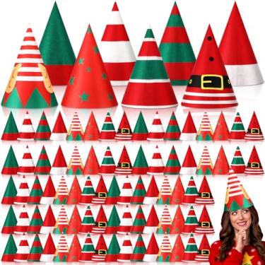 Imagem de Toulite 80 peças de chapéu de elfo de Natal a granel acessórios de fantasia de elfo chapéu de feltro de Papai Noel para presente de festa de Natal adulto