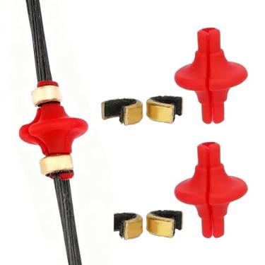Imagem de KURUGEILI 2 conjuntos de botões de tiro com arco vermelho com clipes de âncora de cobre deslizantes para instalação de corda de arco e acessórios de tiro com arco
