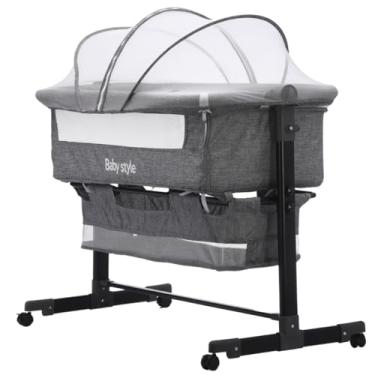Imagem de Berço 6 em 1 Portátil Moises Com Mosquiteiro De Bebê Acopla Na Cama (Cinza)