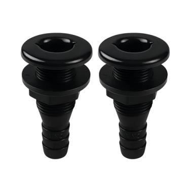 Imagem de SEAFLO Barco marítimo de encaixe de casco de 2,5 cm, polipropileno, conector de drenagem de plástico, seguro para água salgada resistente à corrosão, montagem de travessa, saída de convés de porto de