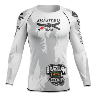 Imagem de Camisa Segunda Pele Rash Guard Jiu-Jitsu Prote Branco Jj Gg