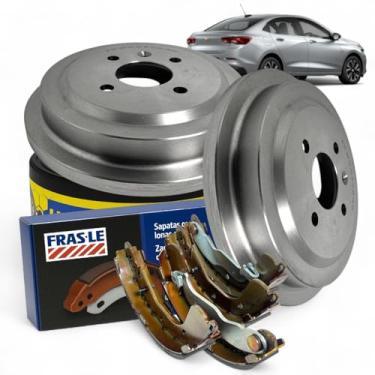 Imagem de Kit Freio Traseiro Completo Compatível com Onix Onix Plus 1.0 2020 em diante – 2 Tambores HF52C + Sapatas CB/508-CPA com Alavancas