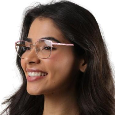 Imagem de Armacao Oculos grau Feminino Original Kallblack AF6684, Rosa