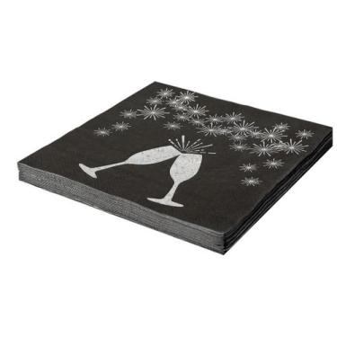 Imagem de Guardanapo de Papel Estampado Metalizado Folha Dupla Ano Novo Taça Pra