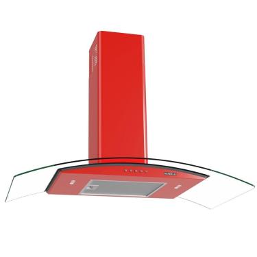 Imagem de Coifa Nardelli De Parede Clean Vidro Curvo Vermelha 90cm Vermelho 220V