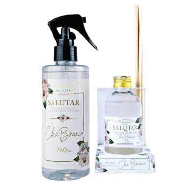 Imagem de kit Aromatizador de Ambiente 165ml Difusor com 5 varetas + Home Spray 260ml, Salutar (Chá Branco)