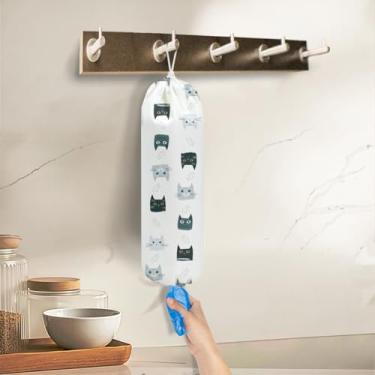 Imagem de Suporte de saco de plástico para gatos, suporte de sacola de compras, presentes para amantes de gatos, suportes de bolsa organizadora de plástico para compras, organizador de sacos de lixo para carro