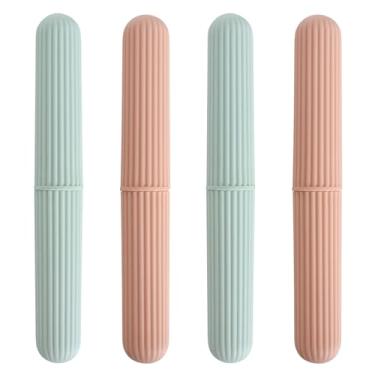 Imagem de 4 peças de estojo de escova de dentes de plástico, suporte portátil, estojo de viagem pequeno, caixa, para uso diário, viagens, viagens de negócios, acampamento