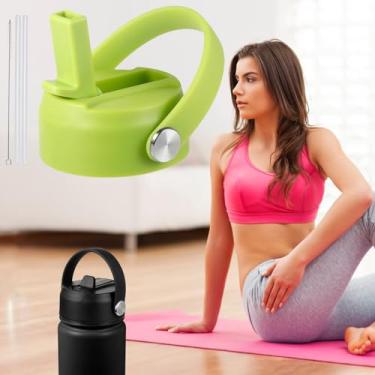 Imagem de Tampa de canudo para Hydro Flask boca larga 32 1,134 g, tampas de canudo com alça flexível e canudos compatíveis com HydroFlask, tampa esportiva flexível de substituição, topo de boca larga 32 1,134 g