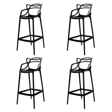 Imagem de Kit 4 Banquetas Allegra Preta Cozinha Bistrô Bancada