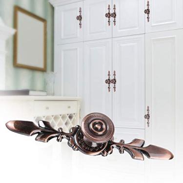 Imagem de Puxador europeu de móveis, puxador de porta de armário de gaveta de liga de zinco, design retrô, quatro cores para armário, gaveta, baú, cômoda (com puxador (conjunto pequeno de vermelho antigo)