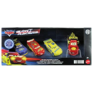 Imagem de Brinquedo Disney Cars Glow Racers, pacote com 4 unidades, Lightning McQueen, Mater