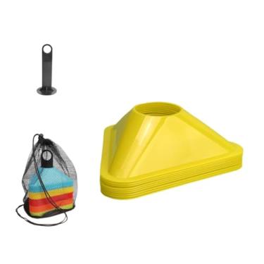 Imagem de Colaxi 10x Cones de Treinamento Triângulo de Futebol Placa de Prática de Treinamento Cruzado Marcador de Campo de Futebol para Tênis Esportes Jogos Adultos, Amarelo