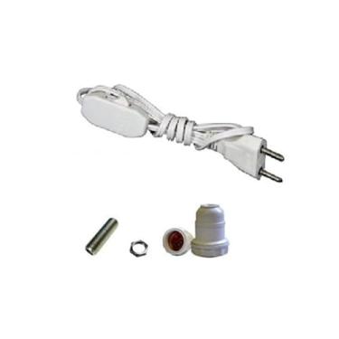 Imagem de KIT RABICHO BRANCO 1,5M + SOQUETE COLUNA E27 COM NIPLE 2,5CM E PORCA M10