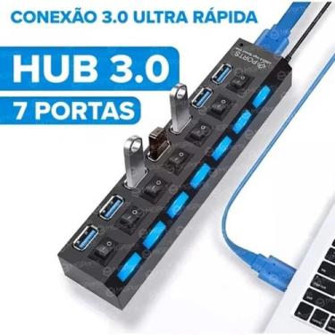 Imagem de Régua Hub Usb 3.0 7 Portas High Speed Mouse Hd Externo - Enviamos no m