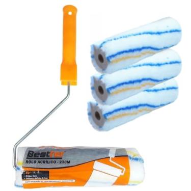Imagem de Rolo De Lã Para Pintura Parede + 3 Refil Profissional 1/2pol
