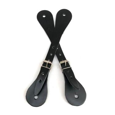 Imagem de Correia de Espora Quarto de Milha, Tradicional Em Couro, Preta e Marrom, com Fivela Dupla, para Montaria (Preto)