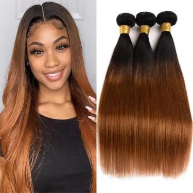Imagem de Pacotes de cabelo MAMART Brown Ombre Straight 40-80cm Brazilian