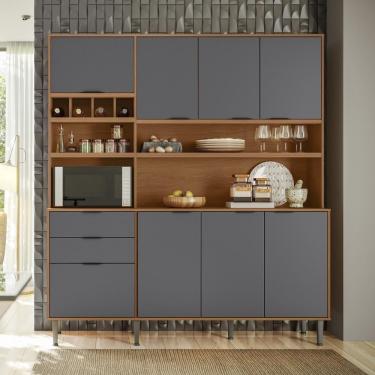 Imagem de Kit Cozinha Compacta Viena 8 Portas E 2 Gavetas Lukaliam Móveis Jequitiba-grafite Jequitiba-grafite