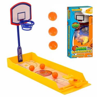 Imagem de Mini Basquete Infantil De Mesa Com Bolinhas Cesta E Lançador Brinquedo