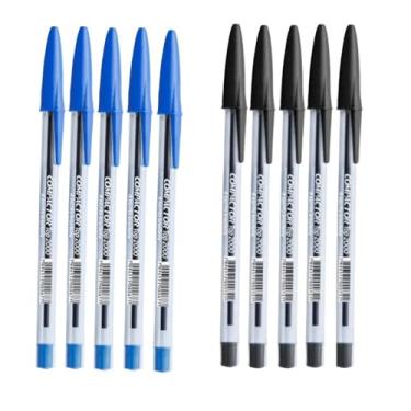 Imagem de Caneta Ponta Fina, Kit Caneta Esferografica Compactor Cristal(5Azul-5Preta)