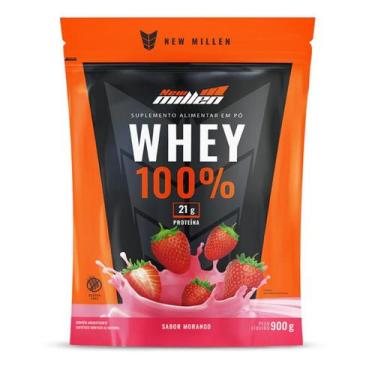 Imagem de Whey 100% Refil 900g Sabor Morango New Millen