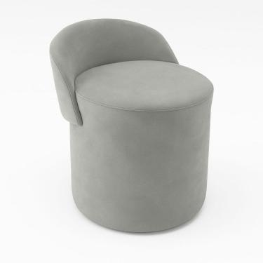 Imagem de Puff Encosto Confortável Sala Estilo Moderno Redondo Suede