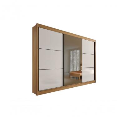 Imagem de Guarda Roupa Casal 3 Portas Cinamomo-off White 6 Gavetas Los Angeles MDF com Espelho D'Doro Móveis