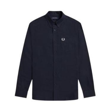 Imagem de Camisa Fred Perry Masculina Oxford Pocket Light Logo Azul Marinho-Masculino