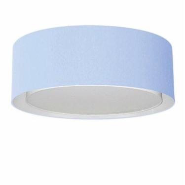 Imagem de Plafon Cilíndrico Duplo Vivare Md-3037 Cúpula Em Tecido 60x25cm - Bivolt Azul-bebê 127/220v