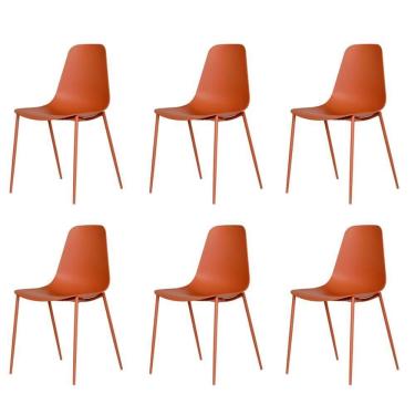 Imagem de Kit 6 Cadeiras Abi Fratini Polipropileno Terracota Base Em Aço Com Pintura Epóxi Terracota