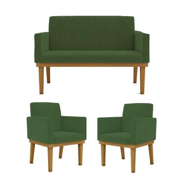 Imagem de Ki 02 Poltronas Com Base + Namoradeira Sala verde