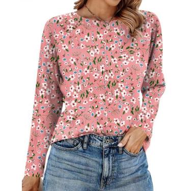 Imagem de Blusa feminina casual LOMON de gola redonda Dolman de manga comprida
