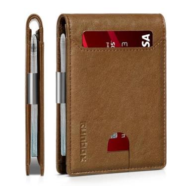 Imagem de Carteira RUNBOX Slim Leather com bloqueio de dinheiro com bloqueio de 