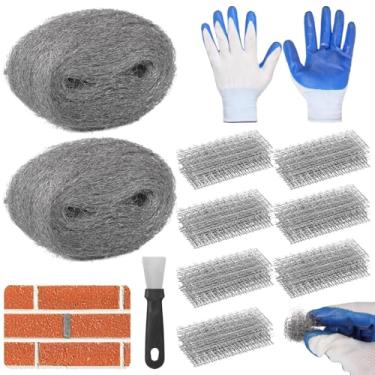 Imagem de LUMINFLY 100 peças de capa de aço inoxidável resistente à ferrugem, filtro de malha antibloqueio para cabelo, inclui 2 rolos de lã de aço, luvas e raspador para fácil instalação