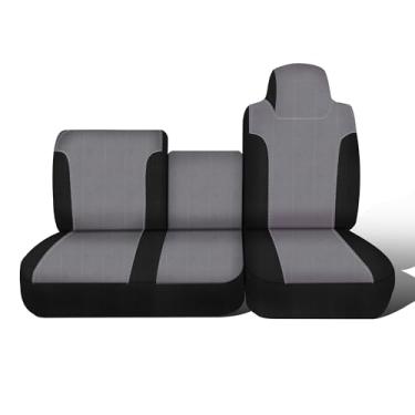 Imagem de Jokuye Capa de assento frontal dividida 40/60 com ajuste personalizado para Isuzu NPR 1995 199 61997 1998 1999 2000 2001 2002 2003 2004 2005, tecido de malha com forro de espuma macia e design