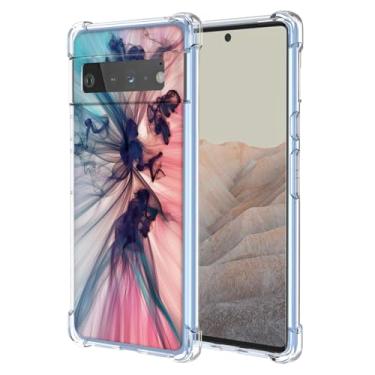 Imagem de WEIOUHR Capa para Pixel 6 Pro Google 6 Pro transparente macio TPU design padrão abstrato, capa protetora leve resistente a arranhões, para Google Pixel 6 Pro (rosa profundo)