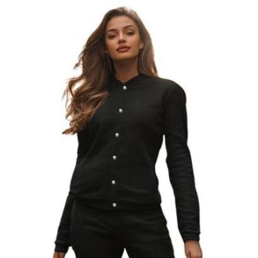 Imagem de Jaqueta de Moletom Feminina Lisa com Bolsos Estilo Casual Tamanho:P;Cor:-Unissex