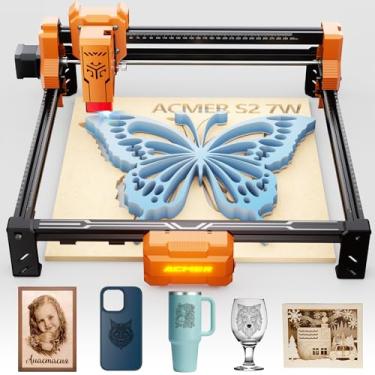 Imagem de Gravador a laser, máquina de corte a laser ACMER S2 7W (7000 mW), saída de 48 W, precisão de 0,01 mm, área de 300 x 300 mm, velocidade de 10000 mm/min, para madeira, metal, couro, acrílico, bricolage