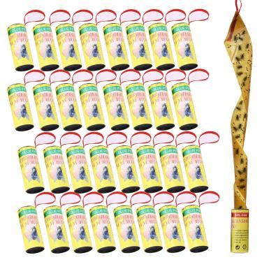 Imagem de 32 Pacotes de Fitas para Moscas Armadilha Adesiva Suspensa Indoor Fita Cinta Papel Armadilhas Matadoras Mosquitos das Frutas Inseto Mosquito